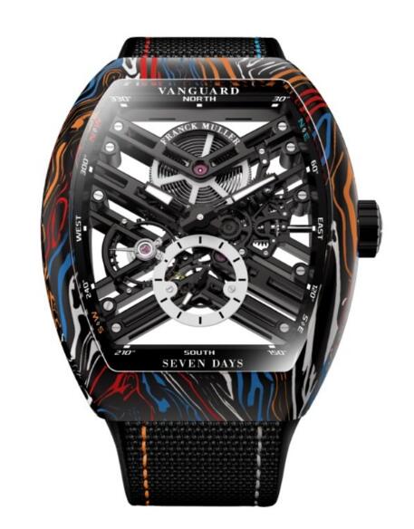 Review Franck Muller Vanguard Damascus Carbon Skeleton V 41 S6 SQT CARBONE AMS COL DRM (NR) Replica Watch